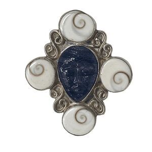 Alexis Bittar Sz 9 Lapis Lazuli Statement Ring 9.25 Y2K Art Nouveau Shiva Shells
